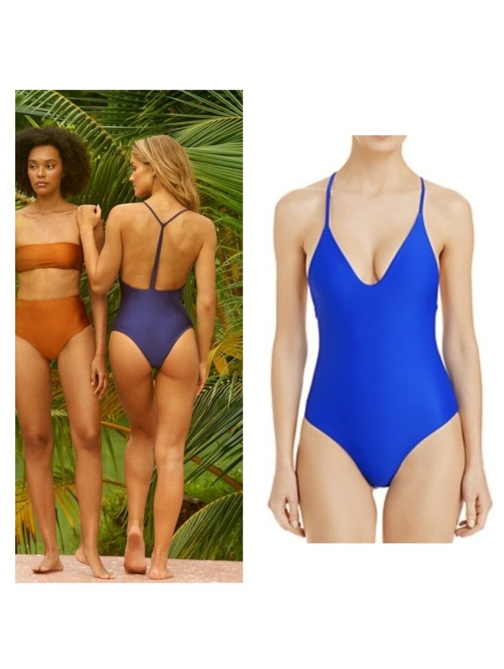Jade Swim Blue Lapis Sexy Plunge Neckline All in One Piece Cheeky Swimsuit S NWT